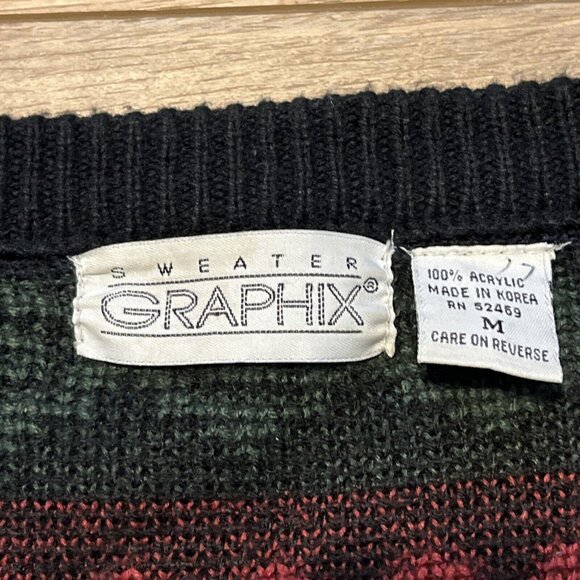 Men's VTG Sweater Graphix Knit Cardigan SZ MEDIUM Multicolor Aztec Grandpa Retro - Picture 7 of 8